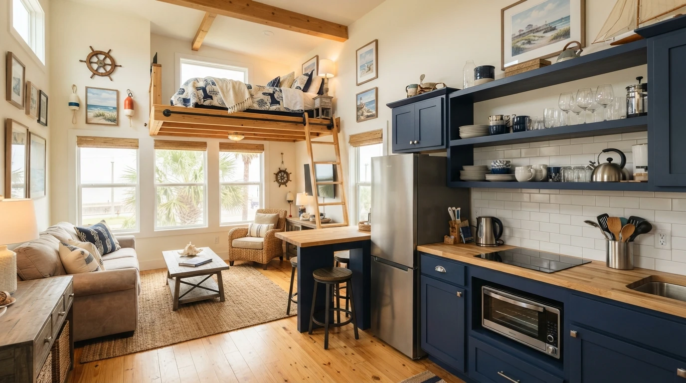 Cozy nautical loft with full kitchen