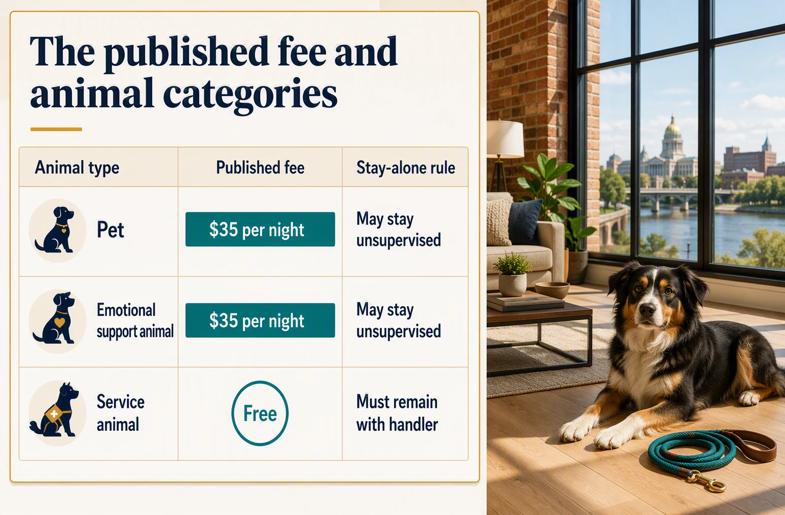BurgBnB pet fee breakdown by animal type