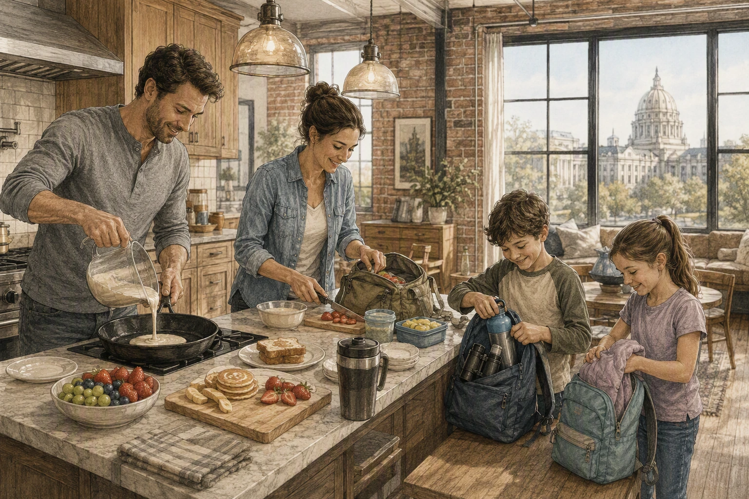 Morning routine in a Harrisburg loft kitchen