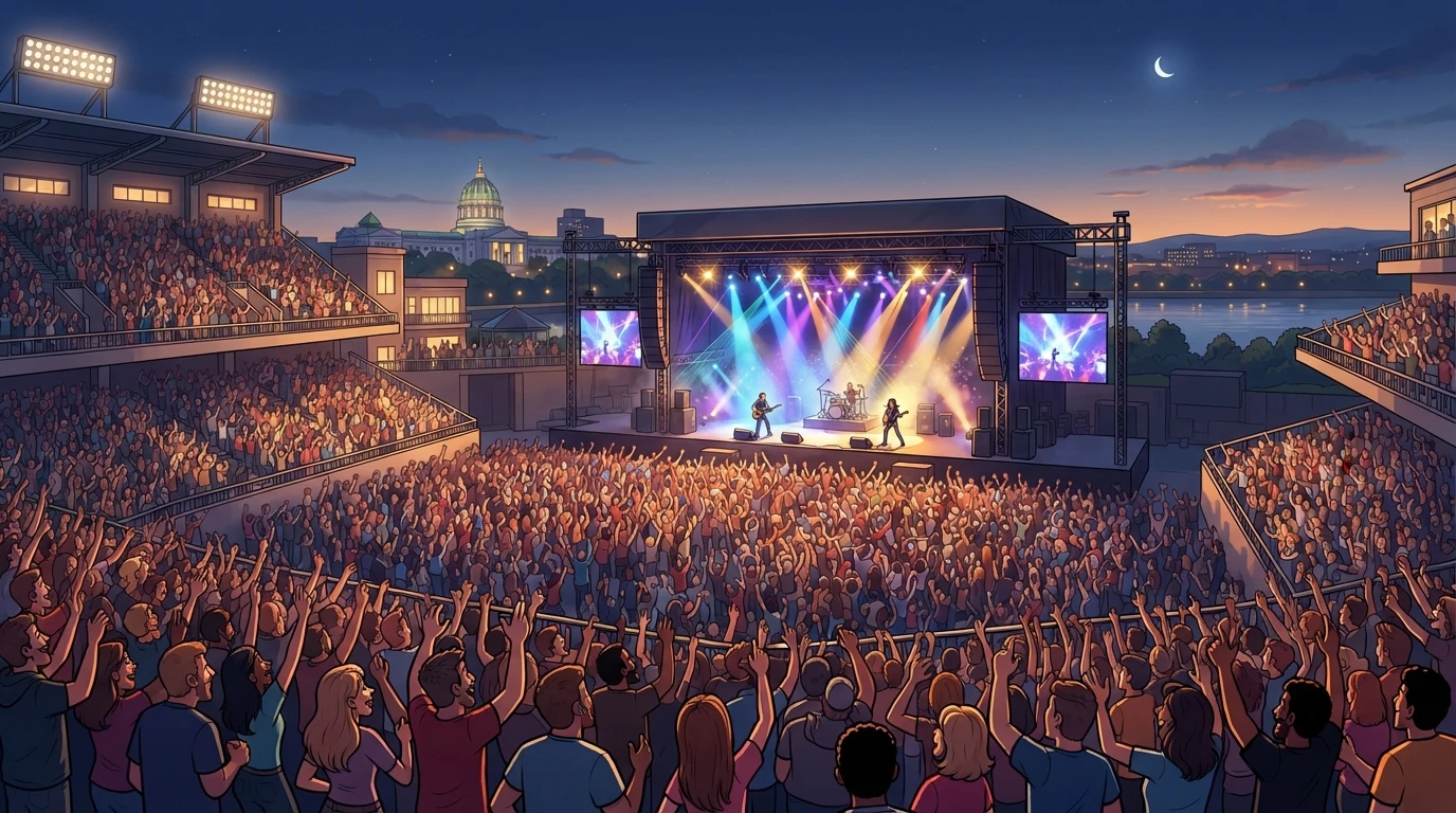 Crowd enjoying an outdoor concert performance