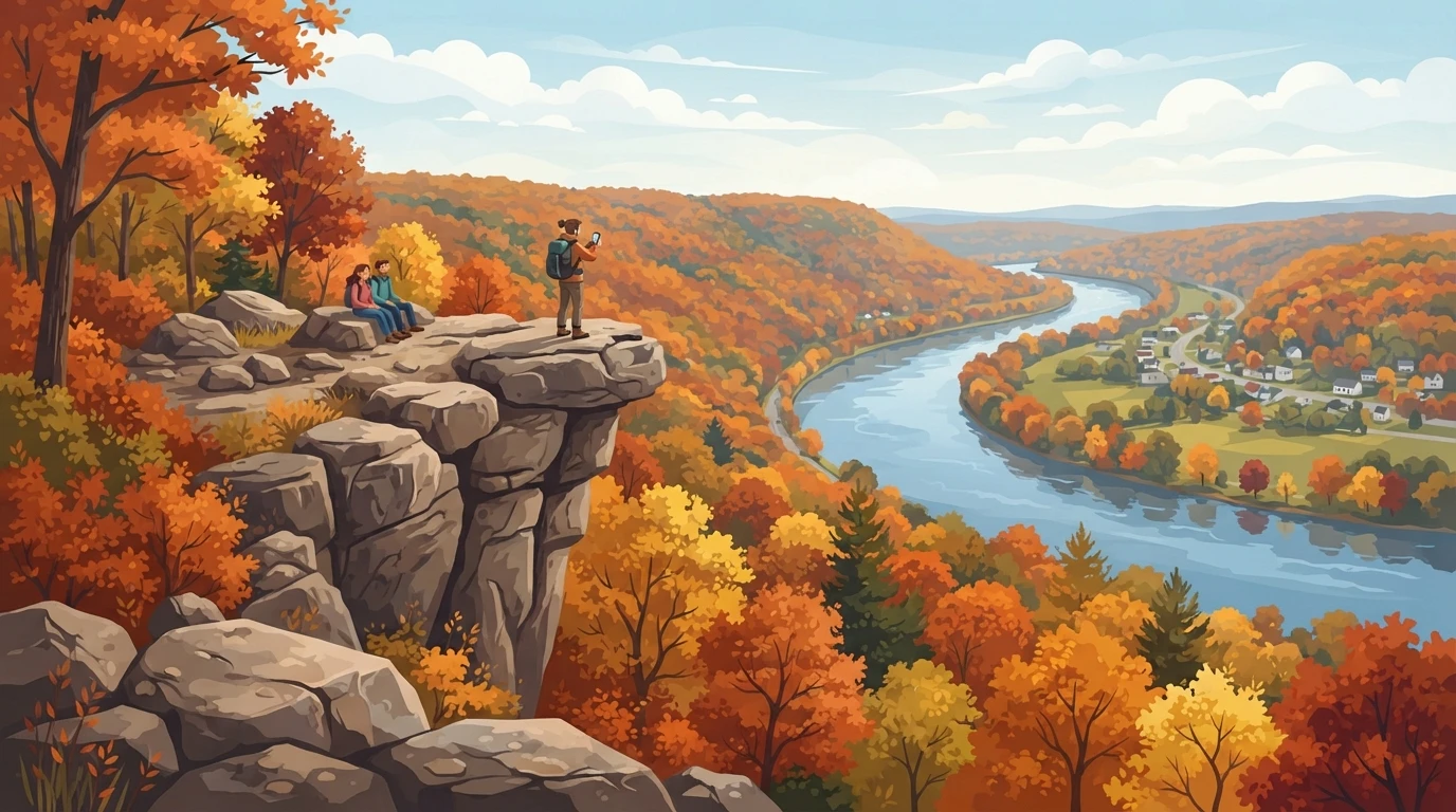 Hikers admiring the Susquehanna River at Hawk Rock