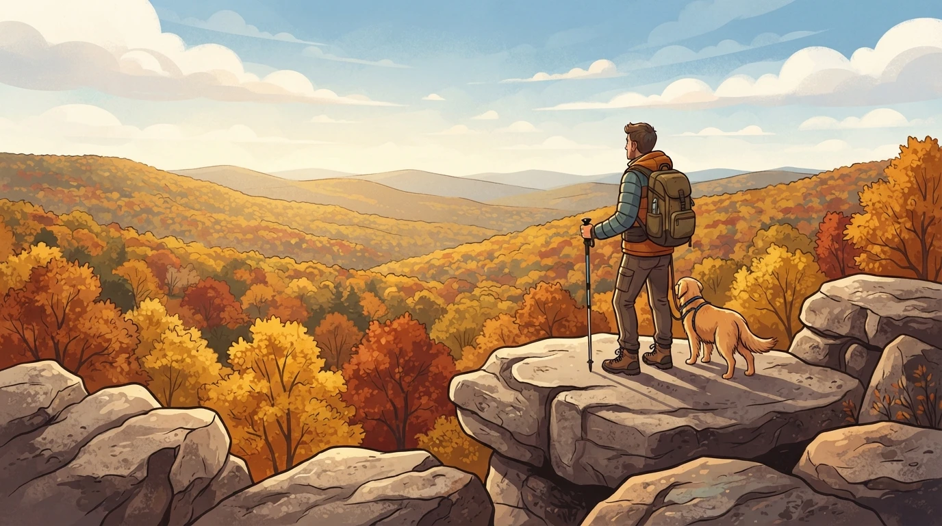 Autumn ridgeline with quartzite boulder overlook