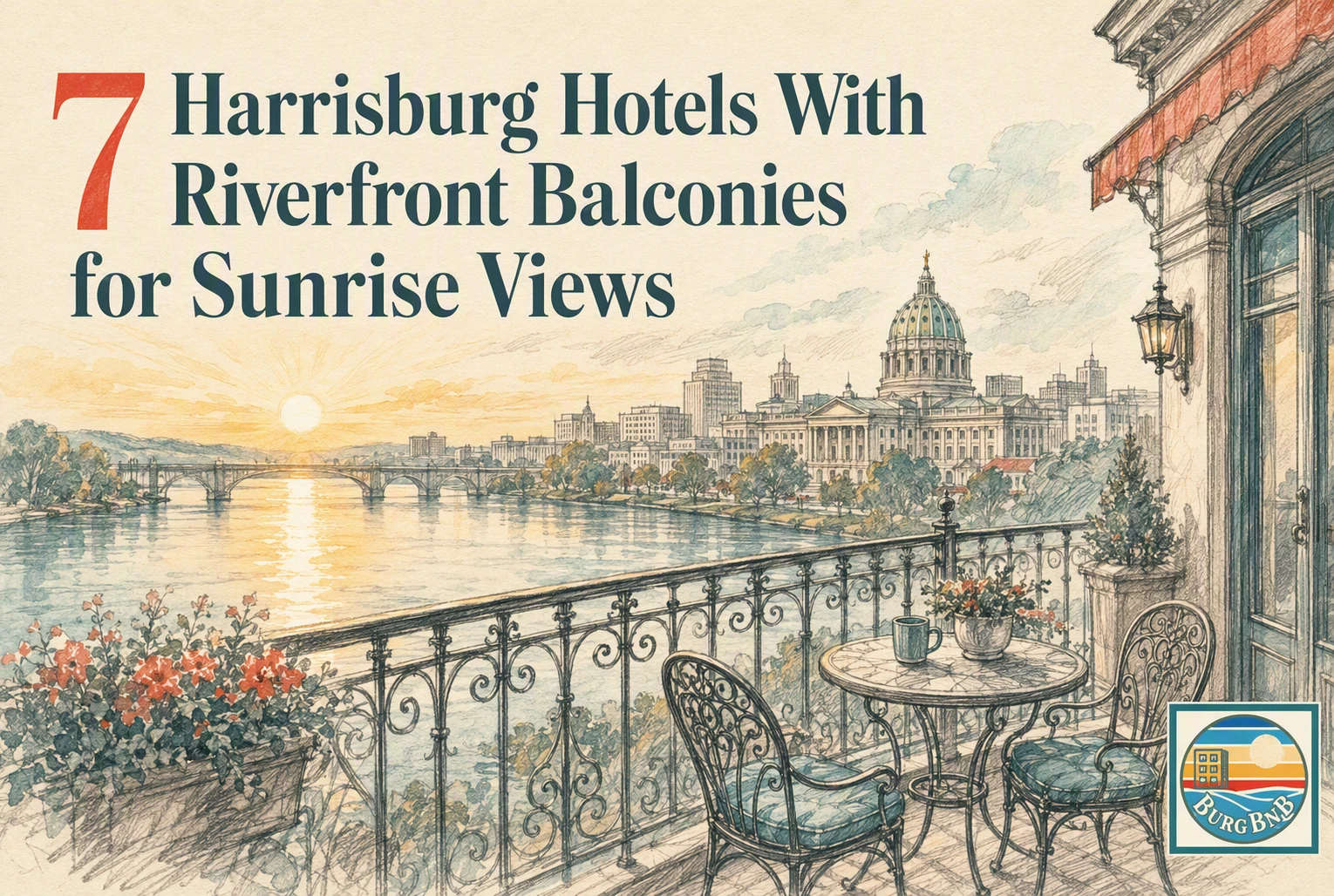 7 hoteles en Harrisburg con balcones frente al río para ver el amanecer