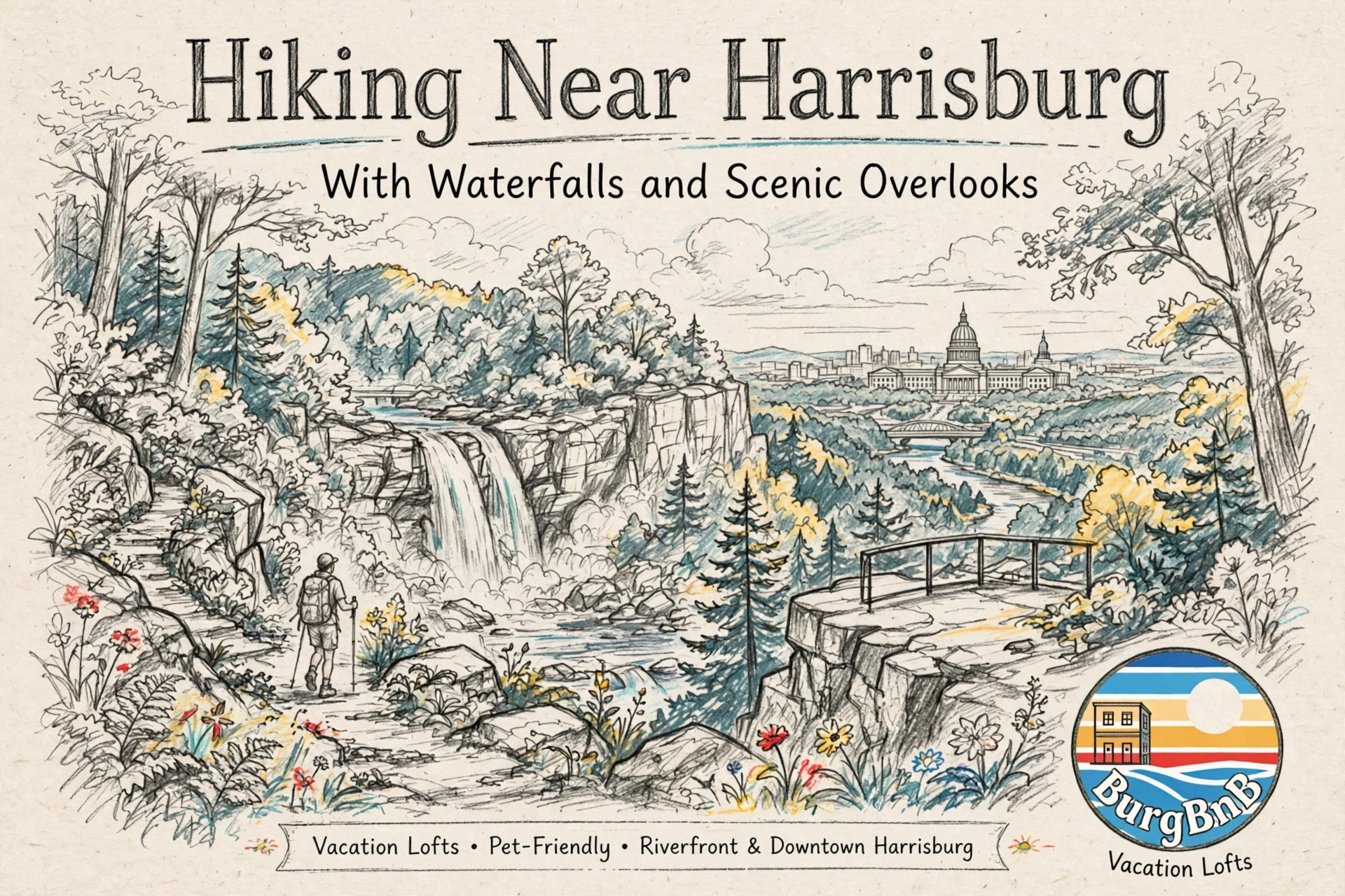 Senderismo cerca de Harrisburg con cascadas y miradores panorámicos