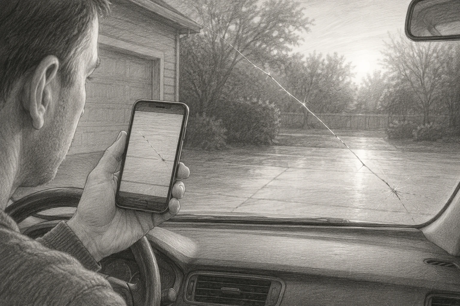 Driver compares photo to expanding windshield crack