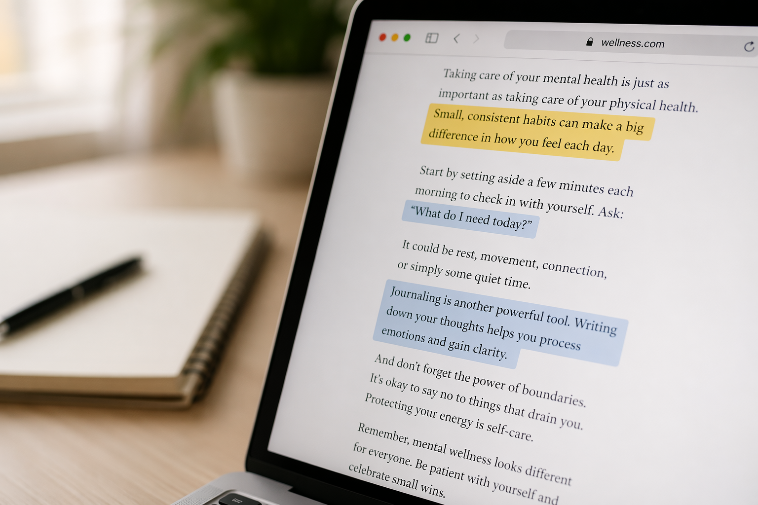 Highlighted text snippets on digital screen