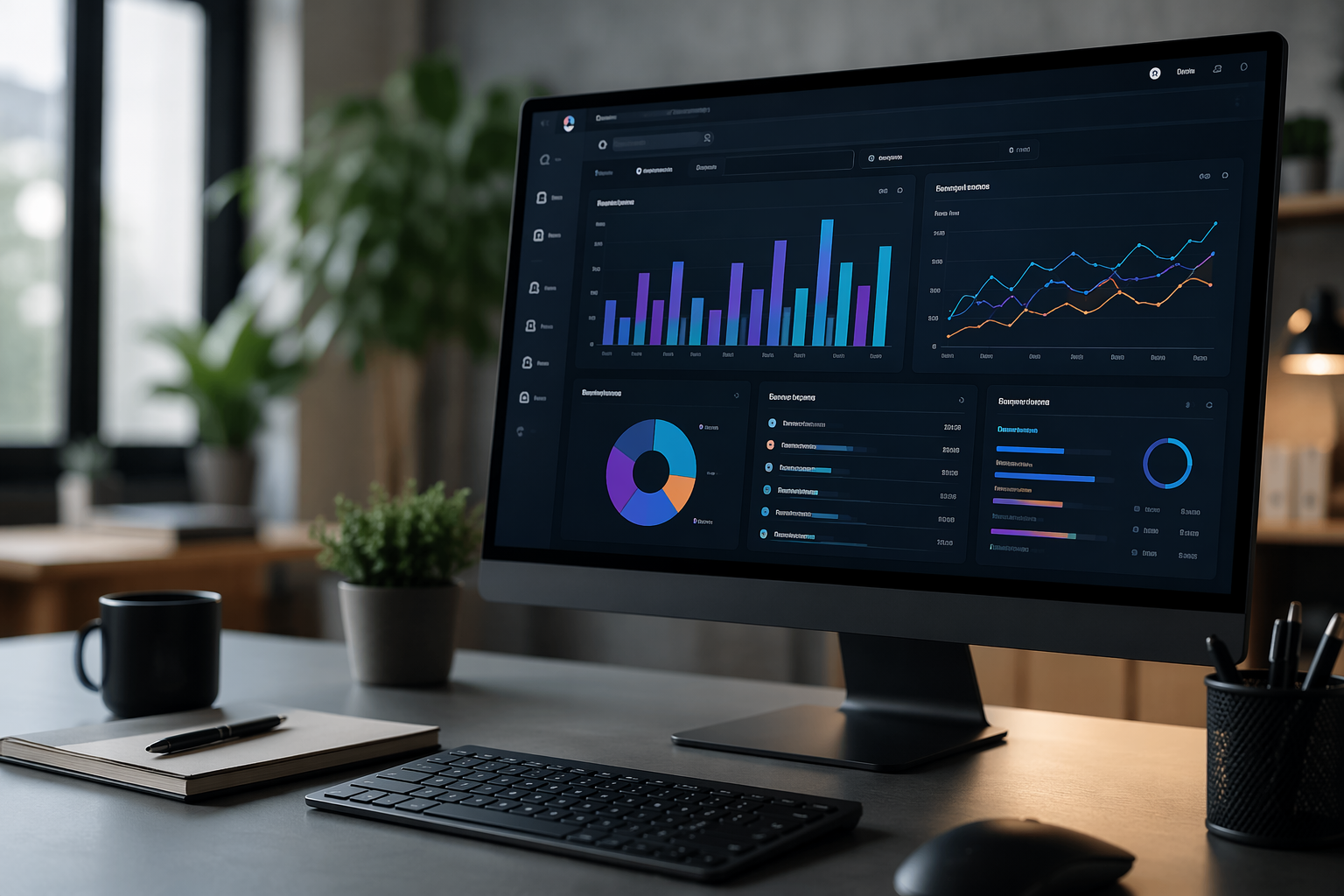 Dashboard displaying comparative marketing charts