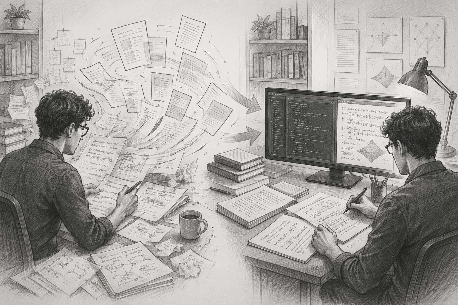 Workflow diagram of AI drafting and LaTeX editing processes