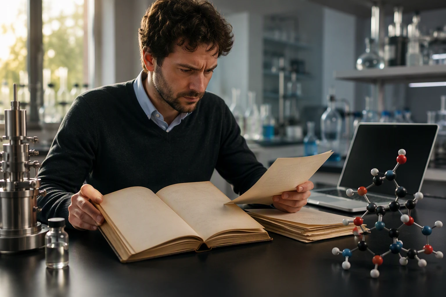 Chemist cross-checks molecular data against decades-old lab records